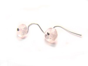 ERQXWH0407C Rose Quartz Donut Shape 4x8mm Cut Earrings