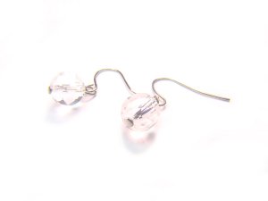 ERCXRS1000C Clear Quartz Round Shape 8mm Cut Earrings