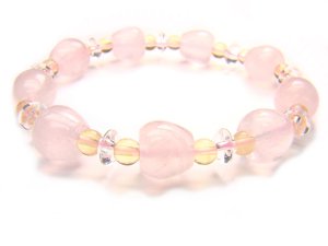 BA9861 Rose Quartz Citrine Clear Quartz Bracelet 6