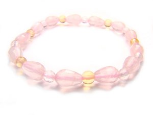 BA9862 Rose Quartz Citrine Clear Quartz Bracelet 7