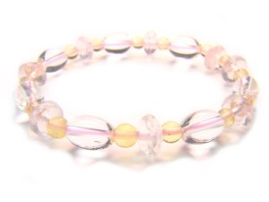 BA9277 Rose Quartz Citrine Clear Quartz Bracelet 9