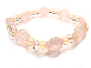 BA9863 Rose Quartz Citrine Clear Quartz Bracelet 15