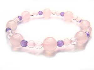 BA6972 Rose Quartz Amethyst Clear Quartz Bracelet 1