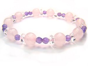 BA7097 Rose Quartz Amethyst Clear Quartz Bracelet 2