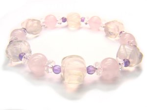 BA8678 Rose Quartz Amethyst Clear Quartz Bracelet 7