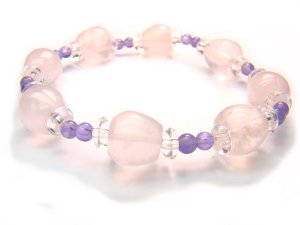 BA9970 Rose Quartz Amethyst Clear Quartz Bracelet 8
