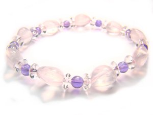 BA9997 Rose Quartz Amethyst Clear Quartz Bracelet 11
