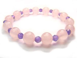 BB37 Rose Quartz Amethyst Clear Quartz Bracelet 15