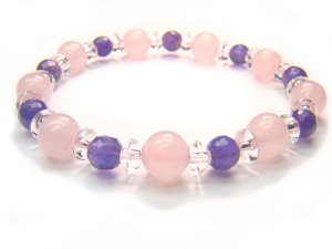 BB45 Rose Quartz Amethyst Clear Quartz Bracelet 16