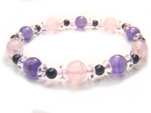 BA9965 Rose Quartz Onyx Amethyst Clear Quartz Bracelet 1