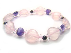 BA9974 Rose Quartz Onyx Amethyst Clear Quartz Bracelet 5