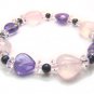 BA9975 Rose Quartz Onyx Amethyst Clear Quartz Bracelet 6