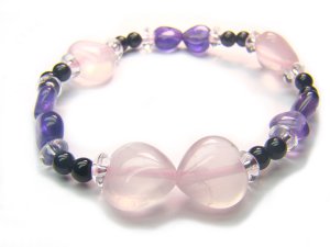 BA9998 Rose Quartz Onyx Amethyst Clear Quartz Bracelet 8