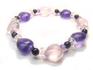 BB3 Rose Quartz Onyx Amethyst Clear Quartz Bracelet 9
