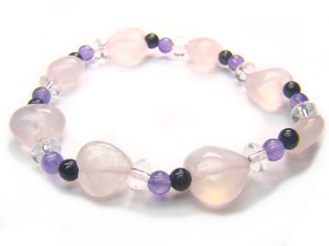 BB4 Rose Quartz Onyx Amethyst Clear Quartz Bracelet 10