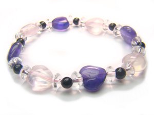 BB12 Rose Quartz Onyx Amethyst Clear Quartz Bracelet 11