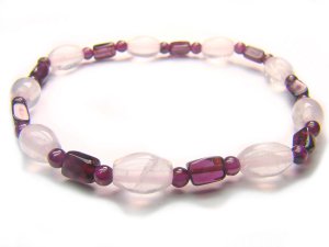 BB54 Rose Quartz Garnet Clear Quartz Bracelet 8