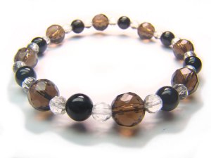 BB69 Smoky Quartz Onyx Clear Quartz Bracelet 3