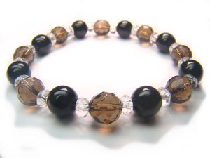 BB71 Smoky Quartz Onyx Clear Quartz Bracelet 5
