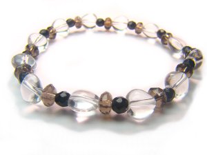 BB72 Smoky Quartz Onyx Clear Quartz Bracelet 6