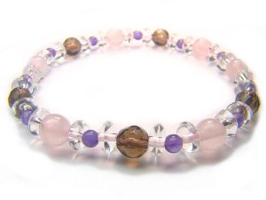 BB59 Rose Quartz Smoky Quartz Amethyst Clear Quartz Bracelet 3