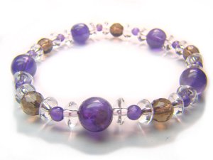 BB64 Smokey Quartz Amethyst Clear Quartz Bracelet 2