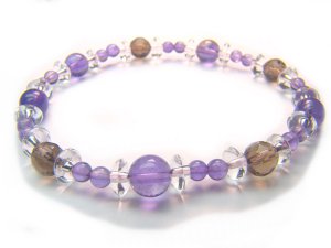 BB65 Smokey Quartz Amethyst Clear Quartz Bracelet 3