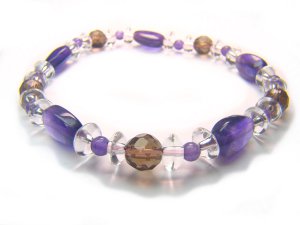 BB49 Smokey Quartz Amethyst Clear Quartz Bracelet 4