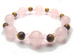 BB34 Rose Quartz Tiger Eye Clear Quartz Bracelet 1