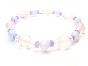 BB89 Blue Lace Agate Clear Quartz Amethyst Rose Quartz Bracelet 7
