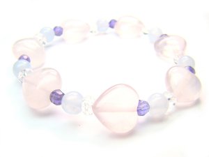 BB90 Blue Lace Agate Clear Quartz Rose Quartz Smoky Quartz Bracelet 8