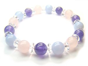 PA1620 Blue Lace Agate Clear Quartz Amethyst Rose Quartz Bracelet 10