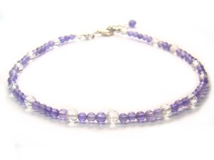 AA210F Amethyst Clear Quartz  Anklet