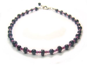 AA213F Garnet Onyx  Anklet