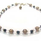 AA214F Smoky Quartz Clear Quartz Onyx  Anklet