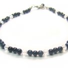 AA215F Onyx Clear Quartz  Anklet