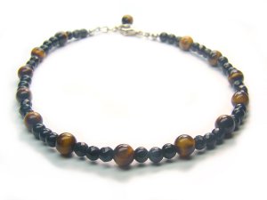 AA217F Tiget Eye Onyx  Anklet