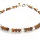 BB77F Tiger Eye Clear Quartz  Anklet