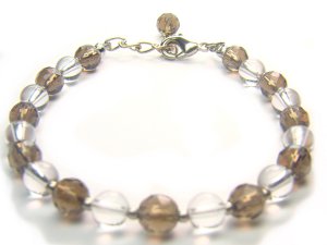 EA1425 Smoky Quartz Clear Quartz Onyx Bracelet