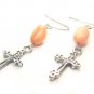 EYJXRS0600X Coral wt Cross Earrings