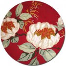 White Petals Fabric - Red