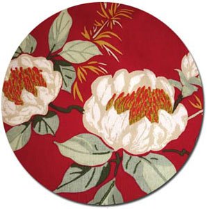 White Petals Fabric - Red