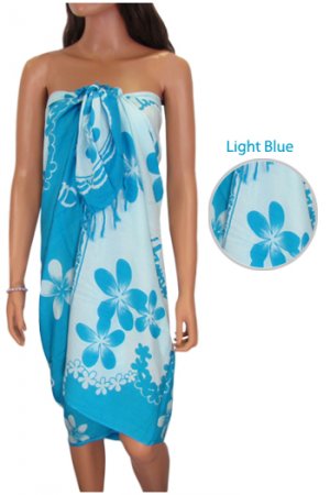 Beach Hibiscus Sarong - Light Blue