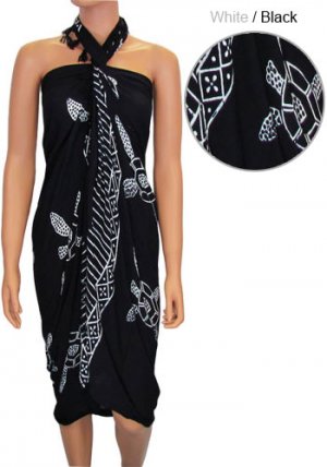 Black Sarongs with White Turtles