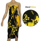 Plumeria Black-Yellow Sarong