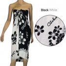Sarong - Black & White Plumeria