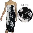 Sarong - Black & White Hibiscus