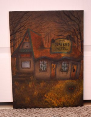 Dead End Motel - Original Acrylic Haunted Halloween Creepy Painting