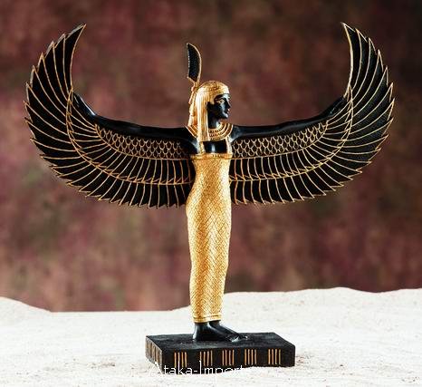 EGYPTIAN MAAT STATUE WITH OPEN WINGS (5960)