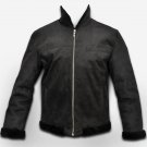 The Custom made black sheepskin leather jacket for men